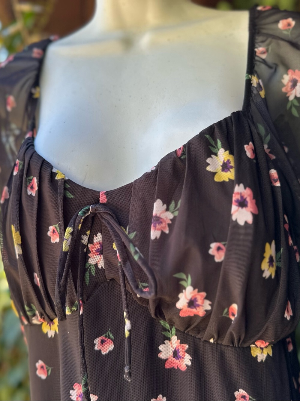 Black Floral Milkmaid  Dress